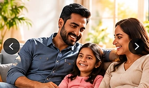 Happy family relaxing together on a sofa