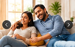 Couple relaxing together on a sofa