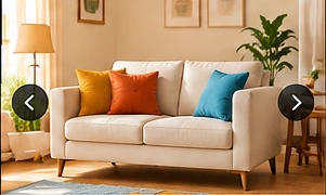Cream sofa with colourful cushions